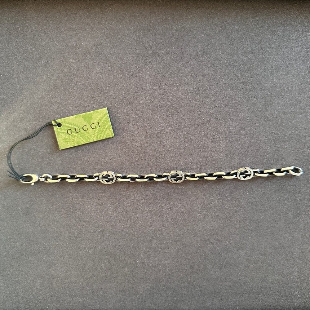 Gucci interlocking G logo sterling silver chain bracelet 925 - Picture 4 of 12